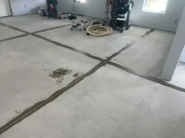 Slab joints cleaned out and ready to fill before coating — a Greater Cincinnati job