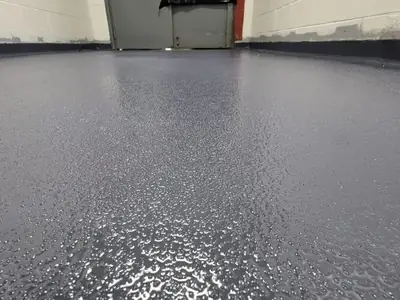 Gray textured coating in a back hallway in Lebanon, OH