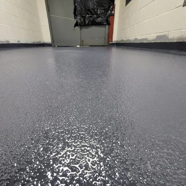 Gray textured coating in a back hallway in Lebanon, OH