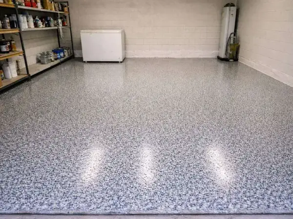 Garage floor after epoxy repair