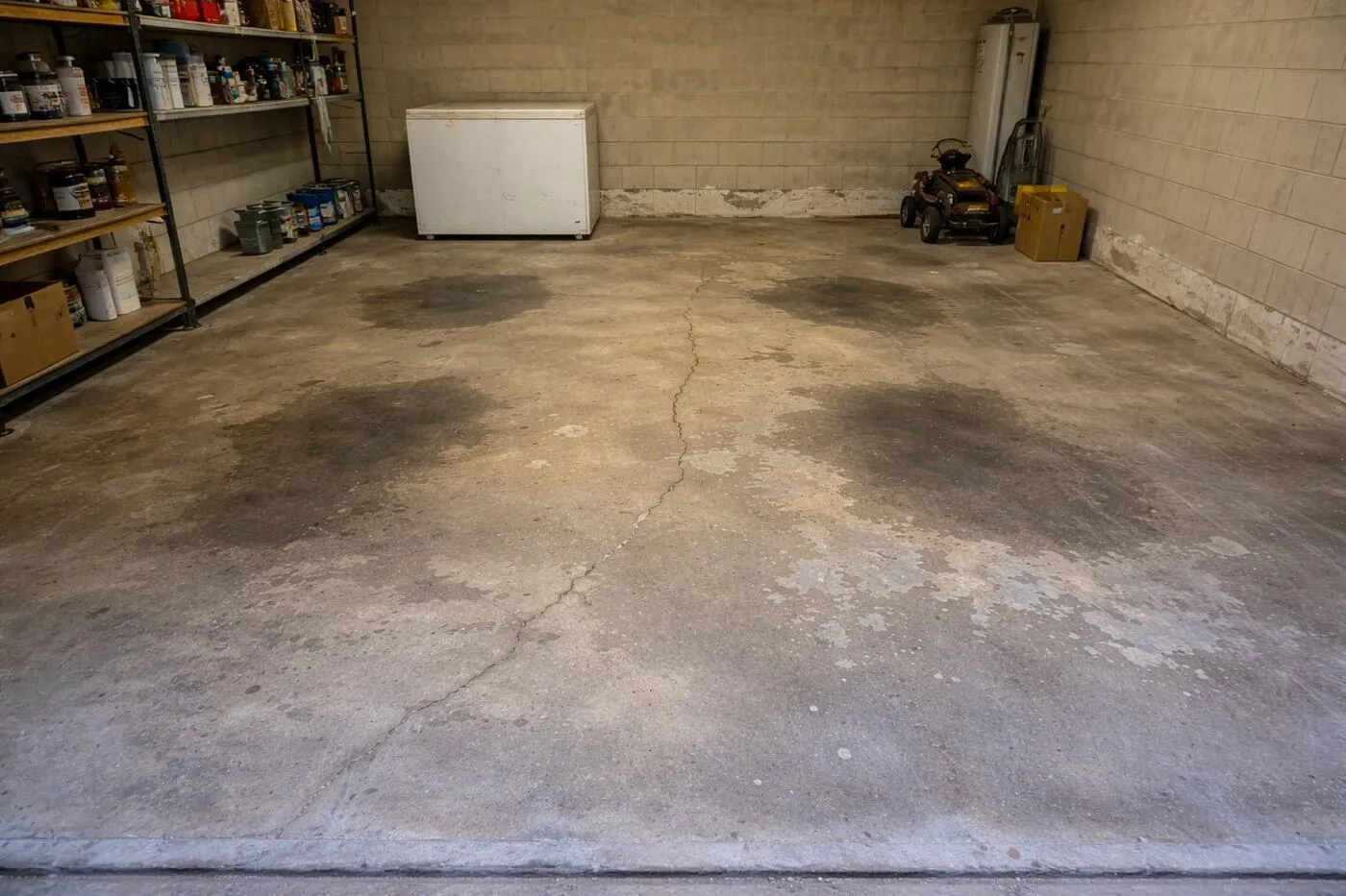 Garage floor before epoxy in Mason, OH