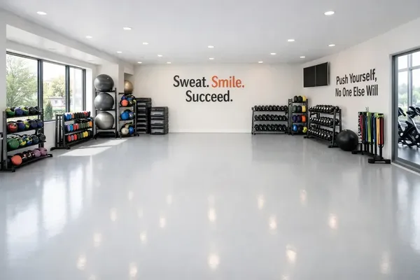 Commercial epoxy floor in a gym
