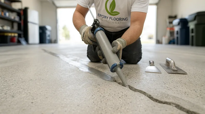 Filling concrete cracks before epoxy coating