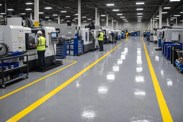 Manufacturing facility safety marked epoxy floor in Blue Ash, OH