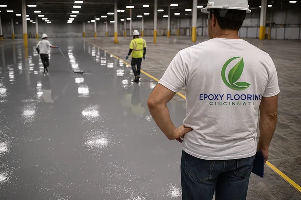Industrial epoxy system application with safety markings