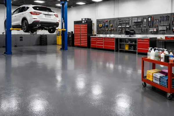 Auto service bay epoxy floor in Springdale, OH