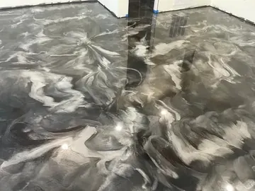 Black-and-white marbled metallic epoxy — a Greater Cincinnati job