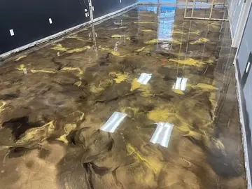 Gold and brown metallic epoxy floor — a Greater Cincinnati job