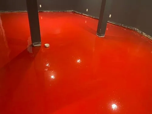 Bright red solid-color epoxy floor &mdash; a Greater Cincinnati job